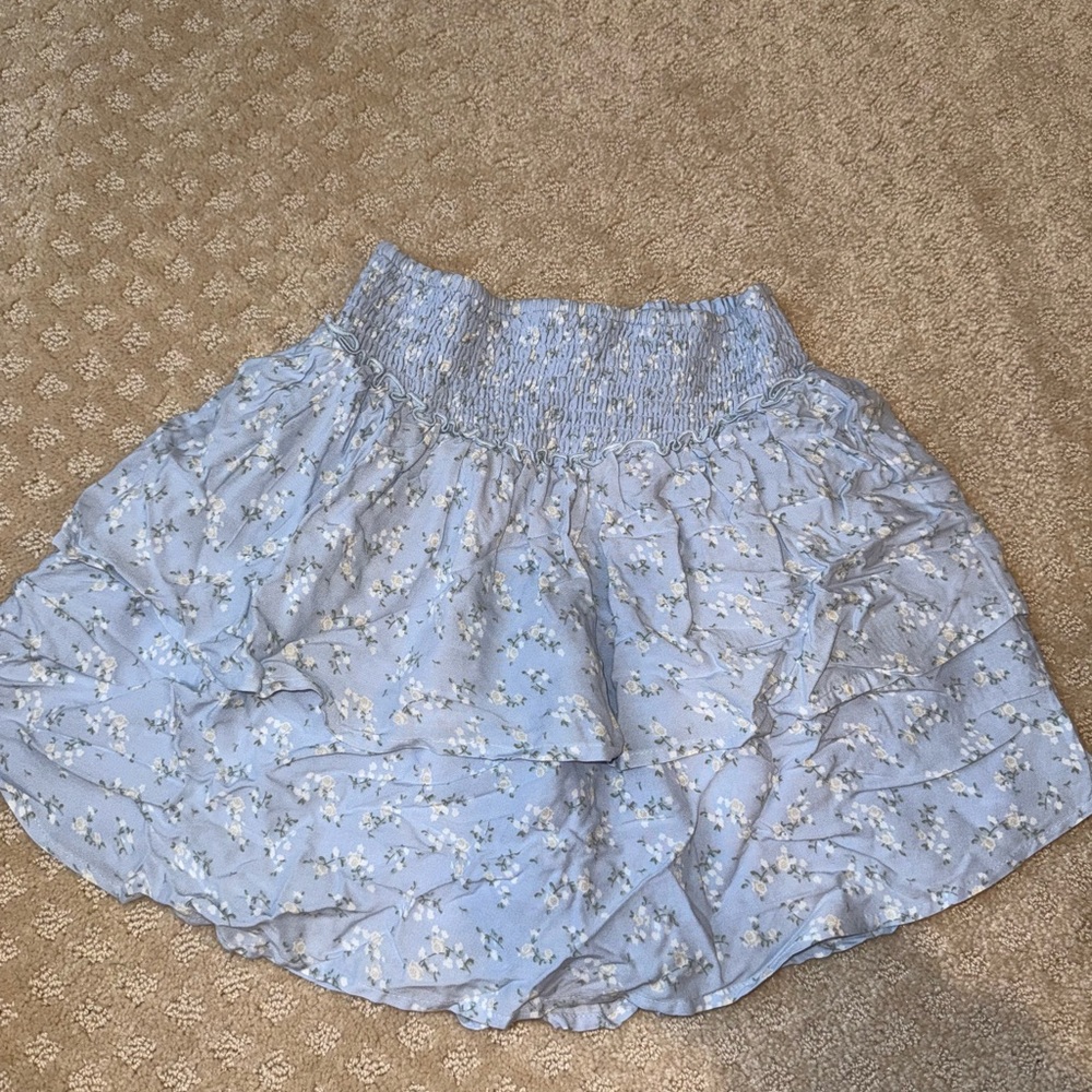 Hollister Blue Bubble Mini Skirt Ruffled Casual